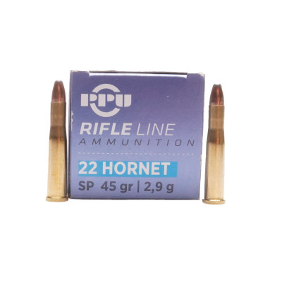 PPU PRVI Partizan Ammuntion, .22 Hornet, 45 gr, SP [50]