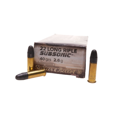 Sellier & Bellot Ammunition, .22 Long Rifle Sub Sonic, 40 gr [50]