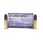 Sellier & Bellot Ammunition, .22 Long Rifle, 40 gr STD/VEL Club [50]