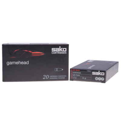 Sako Ammunition, .222 Remington, Gamehead 50 gr SP, SPFB [20]
