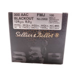 Sellier & Bellot Ammunition, .300 AAC Blackout, 124 gr, FMJ [100]