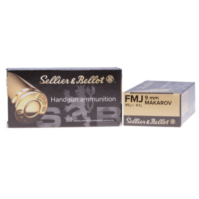 Sellier & Bellot Ammunition, 9×18mm Makarov, 95 gr, FMJ [50]
