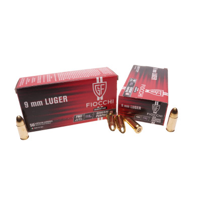 Fiocchi Ammunition, 9×19mm Parabellum, 115 gr, FMJ [50]