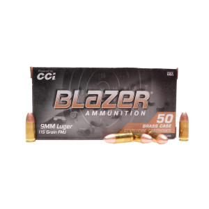 CCI Ammunition, 9×19mm Parabellum, Blazer, 115 gr, FMJ [50]