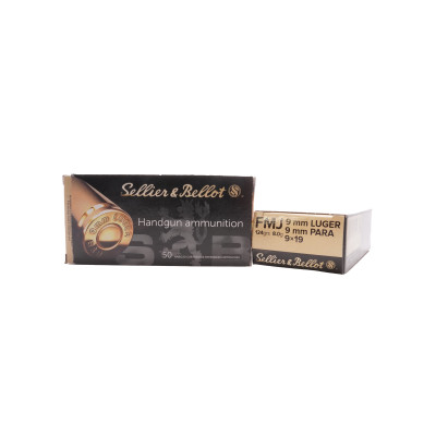 Sellier & Bellot Ammunition, 9×19mm Parabellum, 124 gr, FMJ [50]