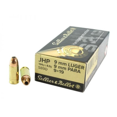 Sellier & Bellot Ammunition, 9×19mm Parabellum, 124 gr, JHP [50]