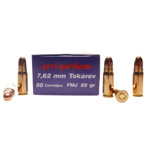 PPU PRVI Partizan Ammunition, 7.62×25mm Tokarev, 85 gr [50]