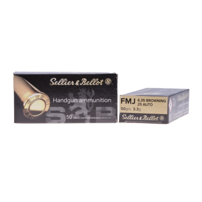 Sellier & Bellot Ammunition, .25 ACP / 6.35mm, 50 gr, FMJ [50]