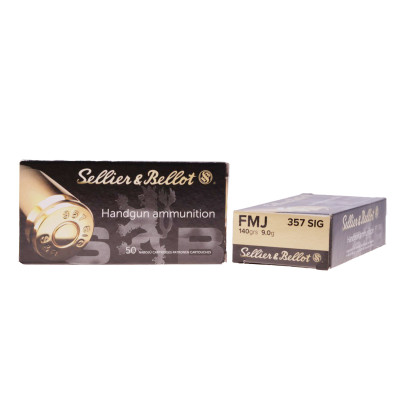 Sellier & Bellot Ammunition, .357 SIG, 140 gr, FMJ [50]