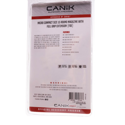 Canik MC9, 15 Round Magazine, FDE, Extened Grip