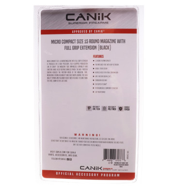 Canik MC9, 15 Round Magazine, Extened Grip, Black