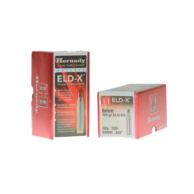 Hornady 6mm, 103 gr, ELD-X-BT, Bullets [100]