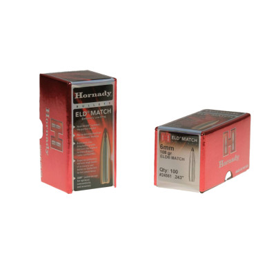 Hornady 6mm, 108 gr, ELD-M-BT, Bullets [100]