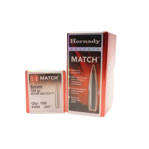 Hornady 6mm, 105 gr, BTHP Match Bullets [100]