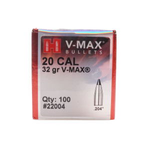 Hornady .20 Cal, .204 Ruger, 32 gr, V-Max [ 100]