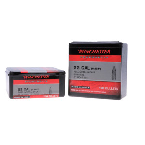 Winchester 22 Cal, .224, 55 gr, FMJ, BT, Bullets [100]