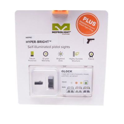 Meprolight Hyper Bright For Glock 9/357SIG/40/45GAP Fixed Set